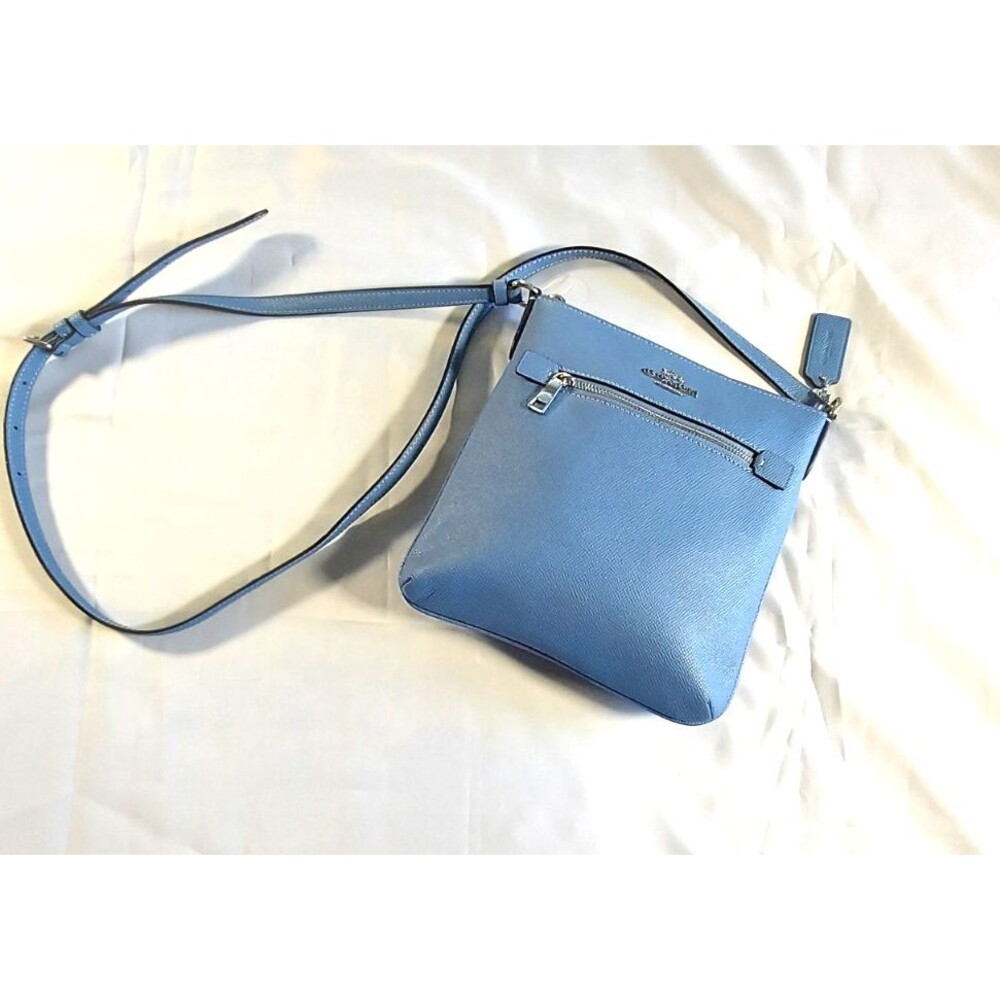 Coach Mini Rowan File Bag Blue Crossgrain Leather Crossbody CE871 NWOT - Picture 2 of 9